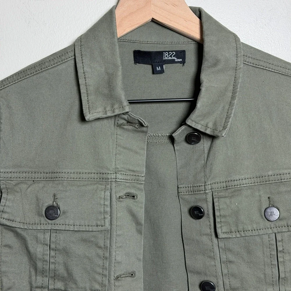 1822 Denim Womens Olive Green Utility Field Jacket Cotton Stretch Size M